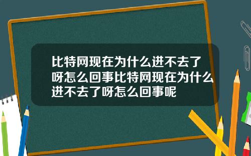 比特网现在为什么进不去了呀怎么回事比特网现在为什么进不去了呀怎么回事呢
