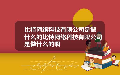 比特网络科技有限公司是做什么的比特网络科技有限公司是做什么的啊