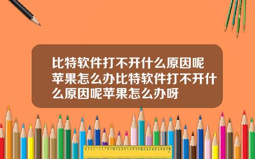 比特软件打不开什么原因呢苹果怎么办比特软件打不开什么原因呢苹果怎么办呀