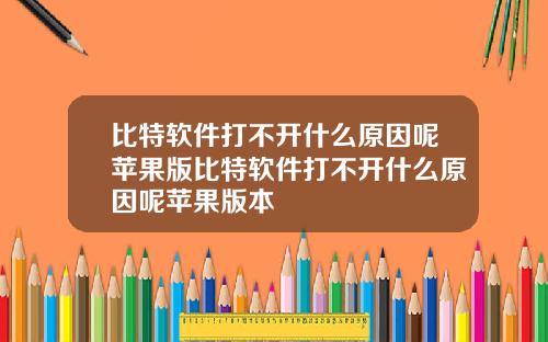 比特软件打不开什么原因呢苹果版比特软件打不开什么原因呢苹果版本