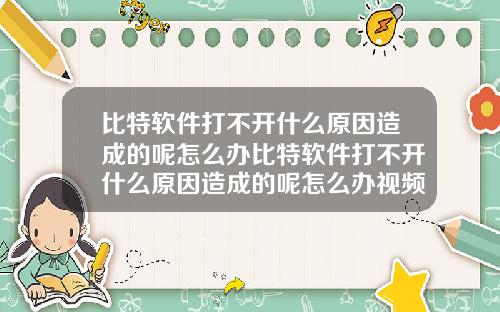 比特软件打不开什么原因造成的呢怎么办比特软件打不开什么原因造成的呢怎么办视频