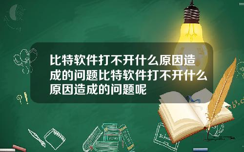 比特软件打不开什么原因造成的问题比特软件打不开什么原因造成的问题呢