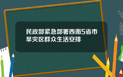 民政部紧急部署西南5省市旱灾区群众生活安排