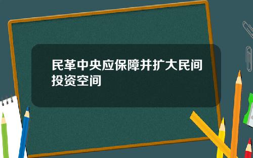 民革中央应保障并扩大民间投资空间