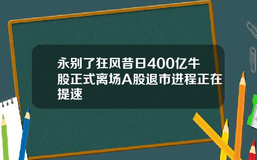 永别了狂风昔日400亿牛股正式离场A股退市进程正在提速