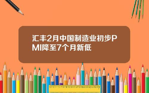 汇丰2月中国制造业初步PMI降至7个月新低