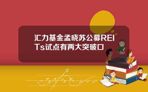 汇力基金孟晓苏公募REITs试点有两大突破口