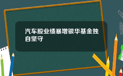 汽车股业绩暴增银华基金独自坚守