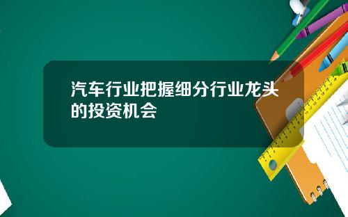 汽车行业把握细分行业龙头的投资机会