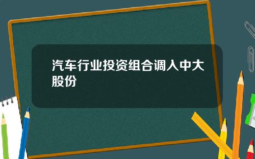 汽车行业投资组合调入中大股份