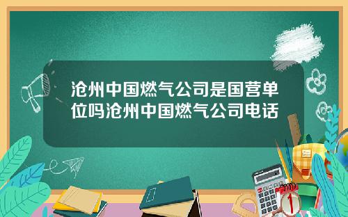 沧州中国燃气公司是国营单位吗沧州中国燃气公司电话