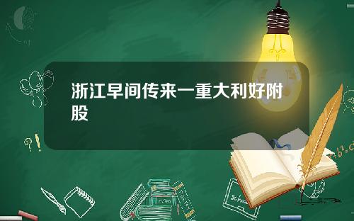 浙江早间传来一重大利好附股