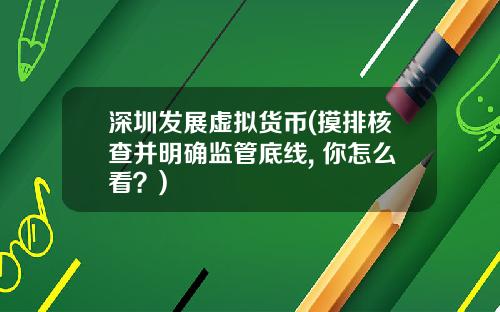 深圳发展虚拟货币(摸排核查并明确监管底线, 你怎么看？)