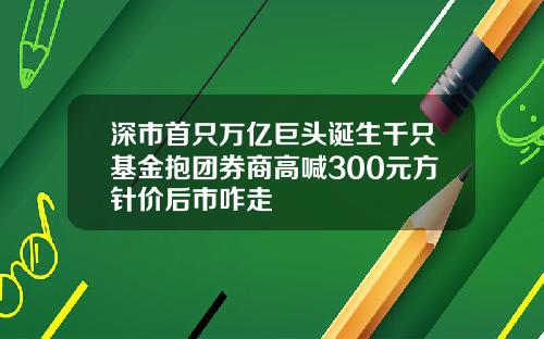 深市首只万亿巨头诞生千只基金抱团券商高喊300元方针价后市咋走