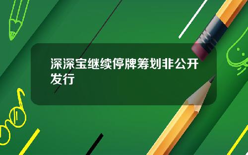 深深宝继续停牌筹划非公开发行