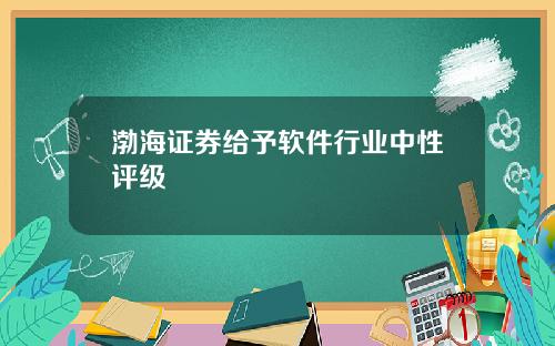 渤海证券给予软件行业中性评级