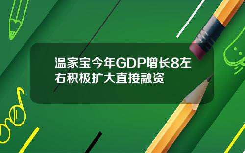 温家宝今年GDP增长8左右积极扩大直接融资