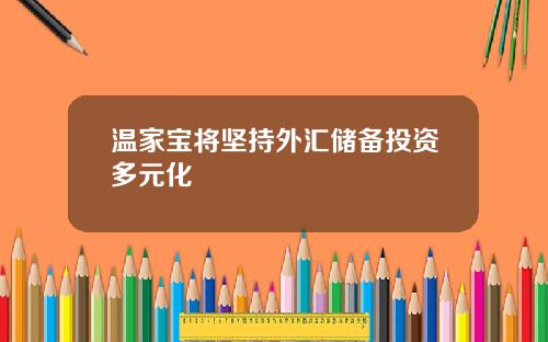 温家宝将坚持外汇储备投资多元化