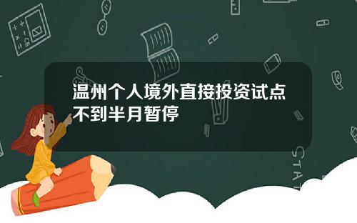 温州个人境外直接投资试点不到半月暂停