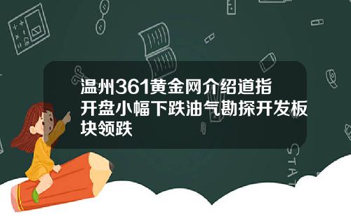 温州361黄金网介绍道指开盘小幅下跌油气勘探开发板块领跌