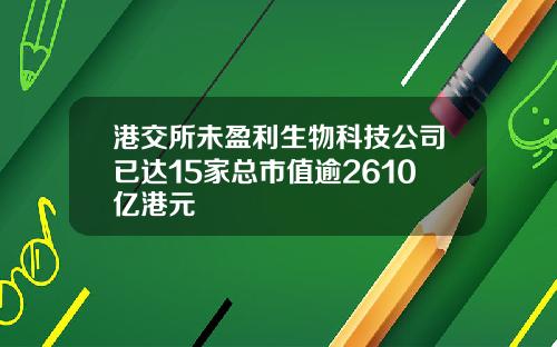 港交所未盈利生物科技公司已达15家总市值逾2610亿港元