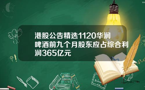 港股公告精选1120华润啤酒前九个月股东应占综合利润365亿元
