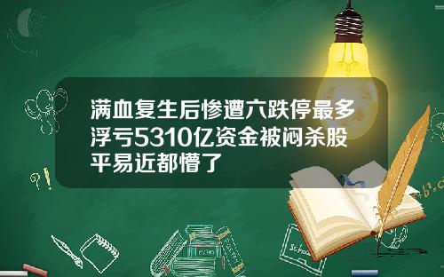 满血复生后惨遭六跌停最多浮亏5310亿资金被闷杀股平易近都懵了