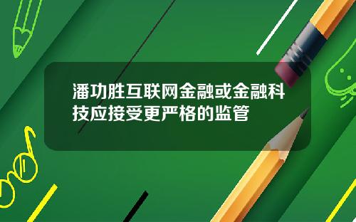 潘功胜互联网金融或金融科技应接受更严格的监管
