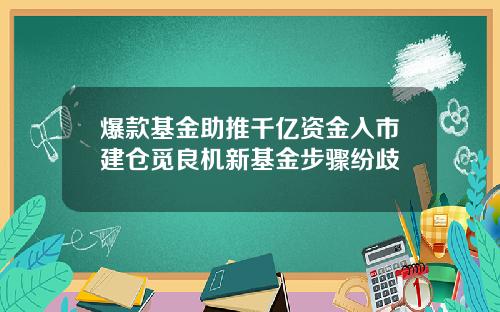 爆款基金助推千亿资金入市建仓觅良机新基金步骤纷歧