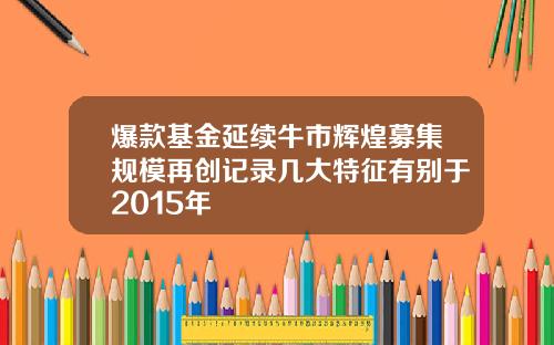 爆款基金延续牛市辉煌募集规模再创记录几大特征有别于2015年
