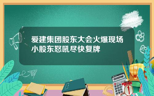爱建集团股东大会火爆现场小股东怒吼尽快复牌