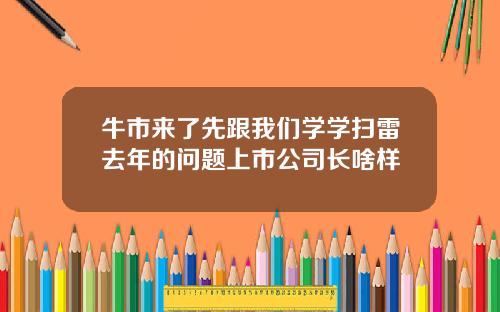 牛市来了先跟我们学学扫雷去年的问题上市公司长啥样