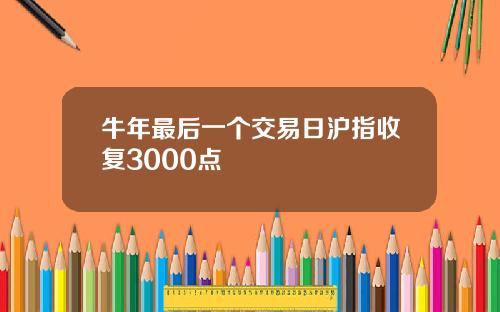 牛年最后一个交易日沪指收复3000点