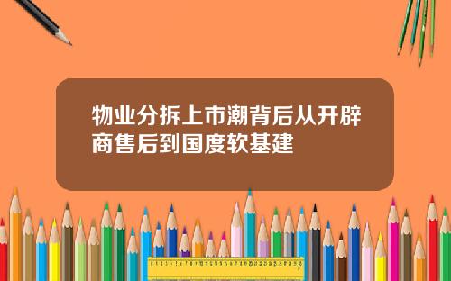 物业分拆上市潮背后从开辟商售后到国度软基建