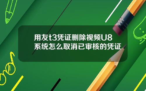 用友t3凭证删除视频U8系统怎么取消已审核的凭证