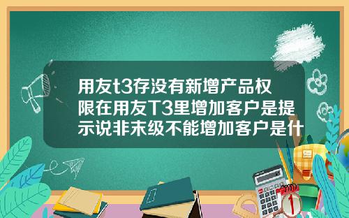 用友t3存没有新增产品权限在用友T3里增加客户是提示说非末级不能增加客户是什么原因