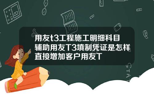 用友t3工程施工明细科目辅助用友T3填制凭证是怎样直接增加客户用友T