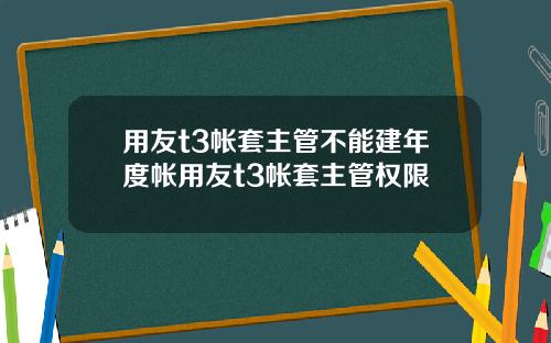用友t3帐套主管不能建年度帐用友t3帐套主管权限