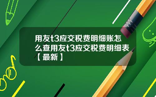 用友t3应交税费明细账怎么查用友t3应交税费明细表【最新】