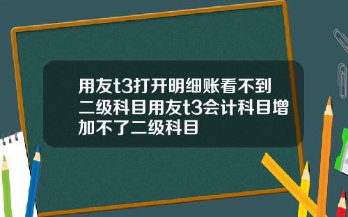 用友t3打开明细账看不到二级科目用友t3会计科目增加不了二级科目