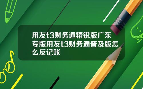 用友t3财务通精锐版广东专版用友t3财务通普及版怎么反记账