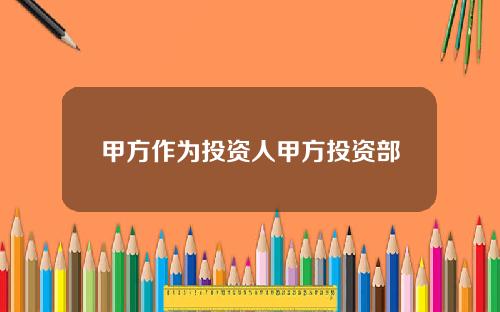 甲方作为投资人甲方投资部