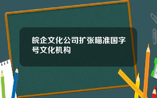 皖企文化公司扩张瞄准国字号文化机构