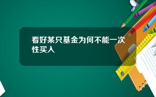 看好某只基金为何不能一次性买入