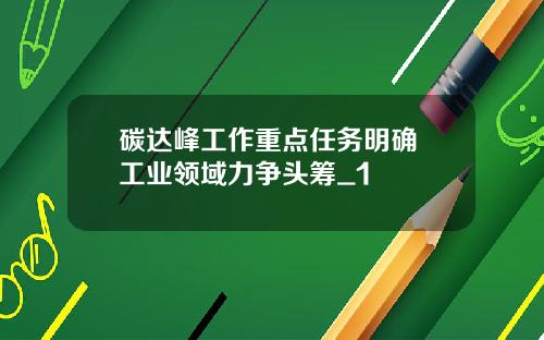碳达峰工作重点任务明确 工业领域力争头筹_1