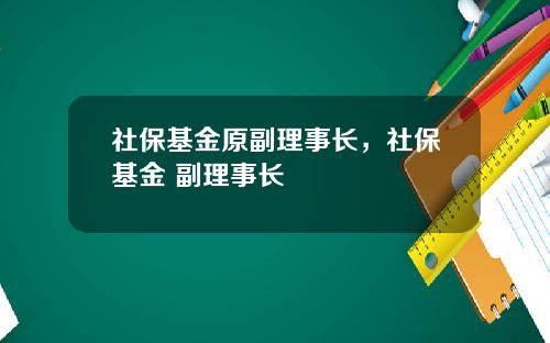 社保基金原副理事长，社保基金 副理事长