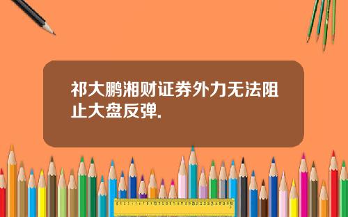祁大鹏湘财证券外力无法阻止大盘反弹.