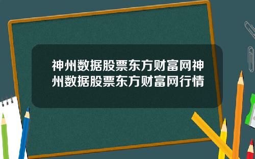 神州数据股票东方财富网神州数据股票东方财富网行情