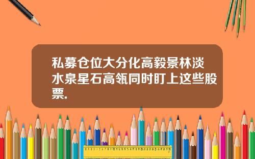 私募仓位大分化高毅景林淡水泉星石高瓴同时盯上这些股票.