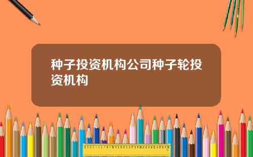 种子投资机构公司种子轮投资机构